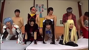 Cute Asian Group Gets Naughty At A Cosplay Party