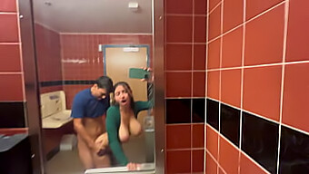 Big Natural Tits And Big Boobs In A Public Bathroom