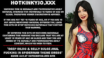 Amateur Crossdresser'S Deep Anal Dildo Fucking In Spiderman Dress