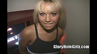 Blonde Bombshell Jasmine Gives A Blowjob And Enjoys An Orgy At A Gloryhole