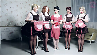 Stunning Maids In Row With French And Russian Flair