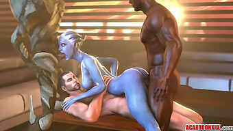 Liara T'Soniの大きな自然なおっぱいとお尻とのハードコアアクション